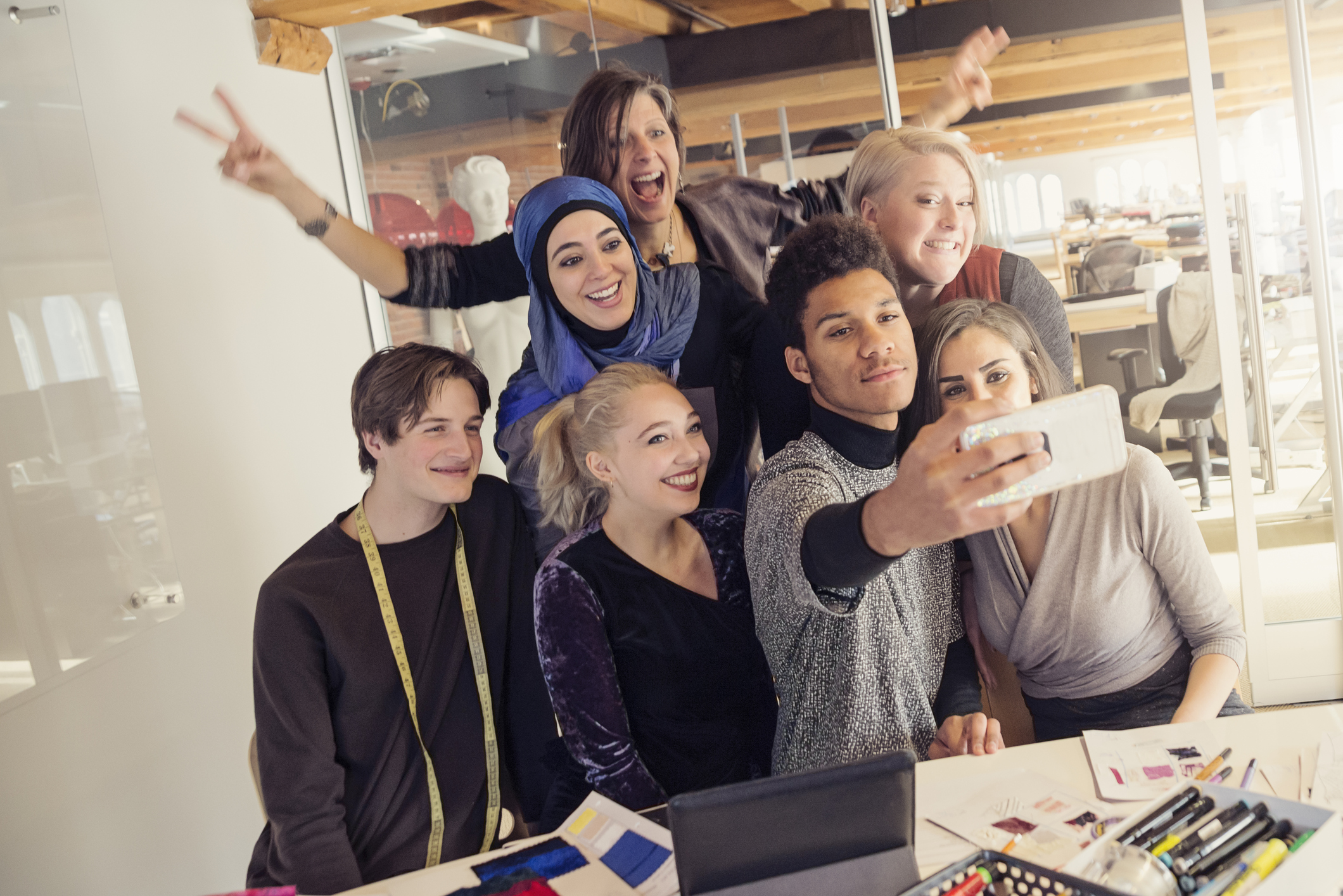 Selfie time for small creative start-up enterprise lead by woman
