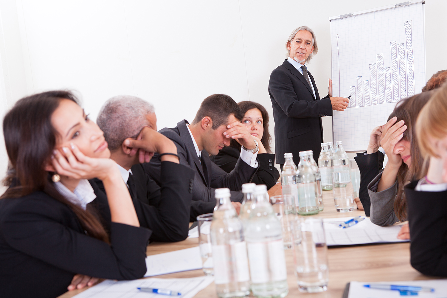 Sales associate leads unsuccessful customer education meeting with potential clients